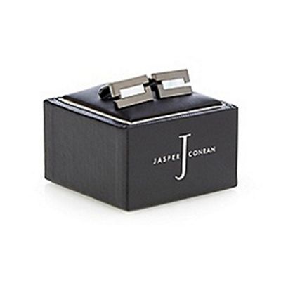 Gunmetal and mother of pearl cufflinks in a gift box